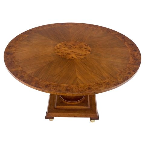 Round Burl Wood Adjustable Height Single Pedestal Base Dining-Coffee ... with The Timeless Elegance of Pedestal Base Dining Tables